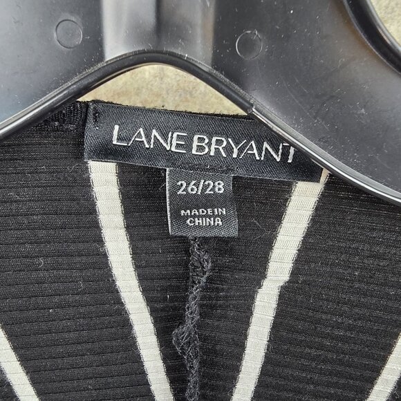 Lane Bryant Womens Open Front Cardigan Black/White Stripe Size 26/28 Rayon Blend - Picture 3 of 7